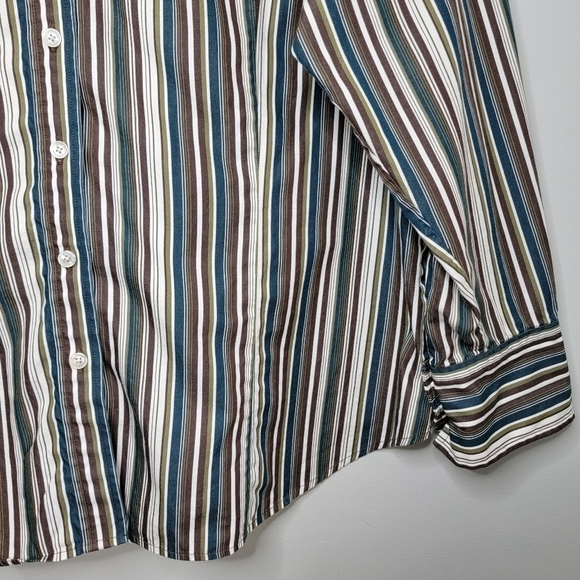Jones New York 2X Cotton Striped Button Up Shirt - Picture 3 of 9